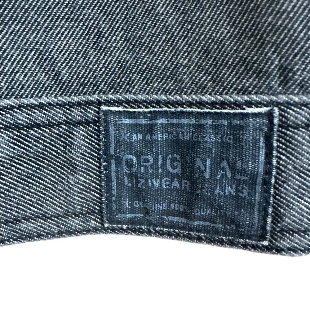 Liz Claiborne BLACK 1990s DISTRESSED EMBROIDERED FLORAL DENIM JACKET, Small - Picture 7 of 10